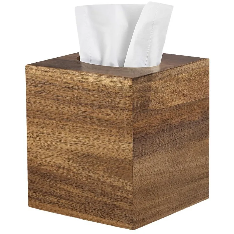 

Solid Wood Desktop Tissue Box, Bathroom Living Room Coffee Table Carton, Creative Napkin Storage Box