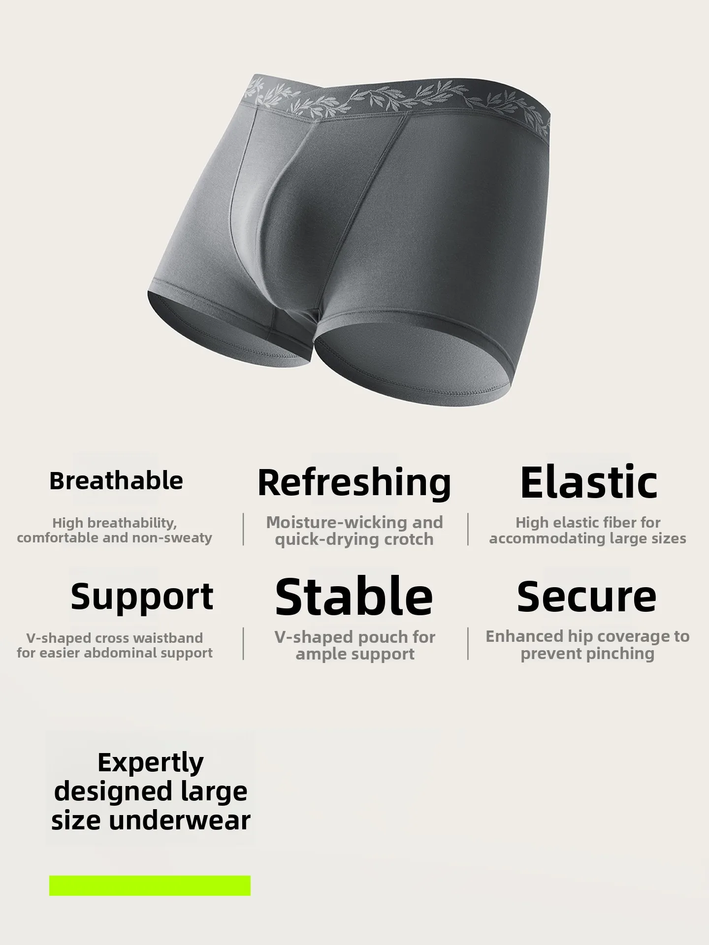 Breathable Modal Men's Underwear Large Size Comfortable Boxer Shorts Anti-Bacterial High Elasticity Four Corner Pants for Men