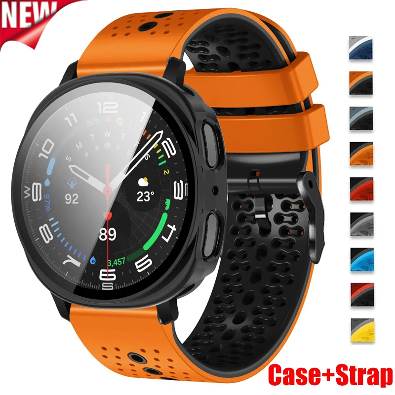 Glasgehäuse+Armband für Samsung Galaxy Watch 9 40mm 44mm Ersatz-Silikon-Armband für Galaxy Watch 8 44mm 40mm