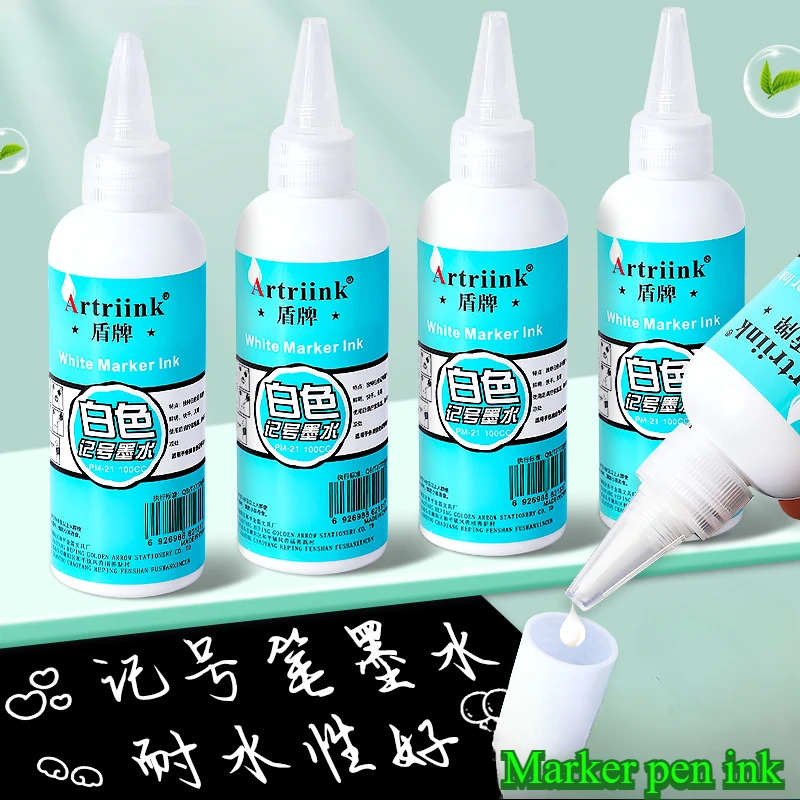 White 100ml  Marker Pen Ink Replenishing Liquid Oily Waterproof Non Fading Spray Line Marker with Nozzle Replaceable Ink