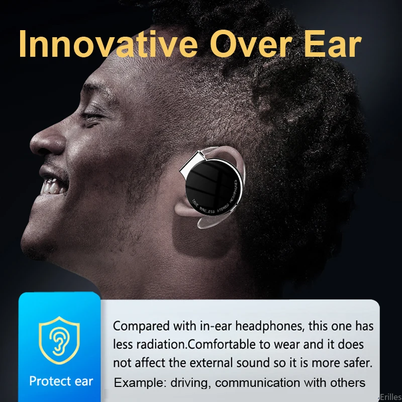 TWS Over-Ear Wireless Earphone Long Battery Life Bluetooth 5.2 Sports Open-Ear Hook Cordless Stereo Never Drop Off HiFi