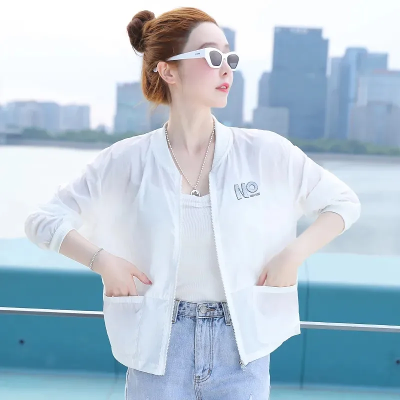 Fashion Light Thin Sun Protection Clothing For Women\'s 2024 Summer New Short Breathable Sun Protection Baseball Sports Jacket