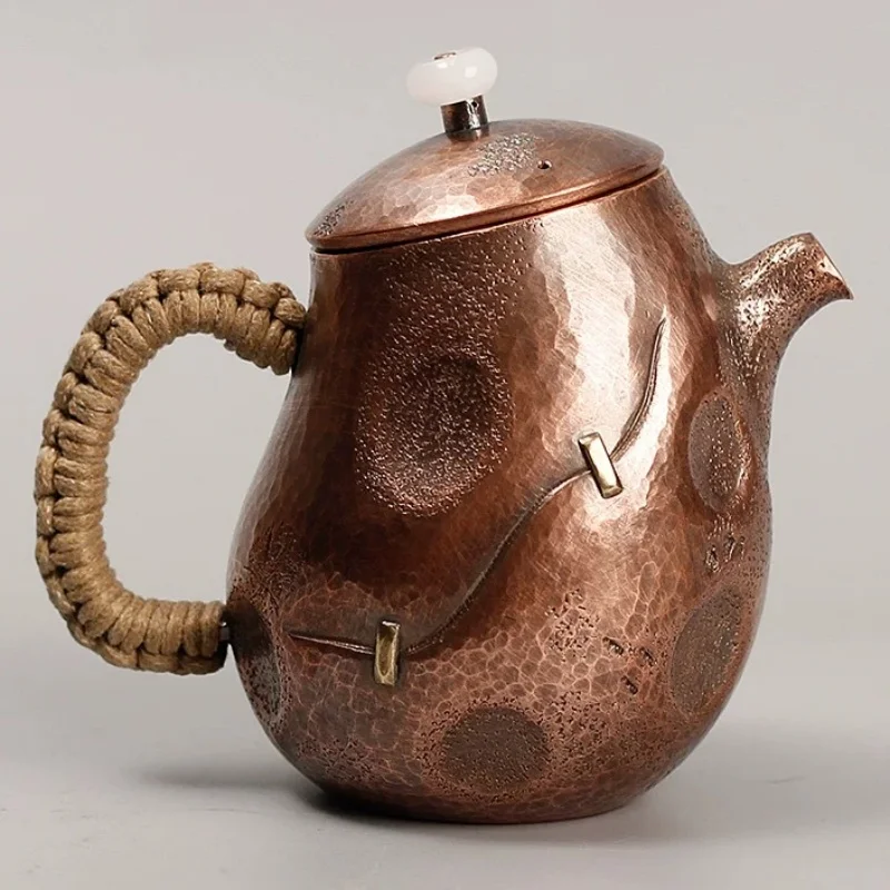 Pure Copper Tea Pot,With lid Creativity Milk Coffee Teaware Filter Weave Heat Handle 260ml Kettle,Teapot Old-Fashioned Wine Sets
