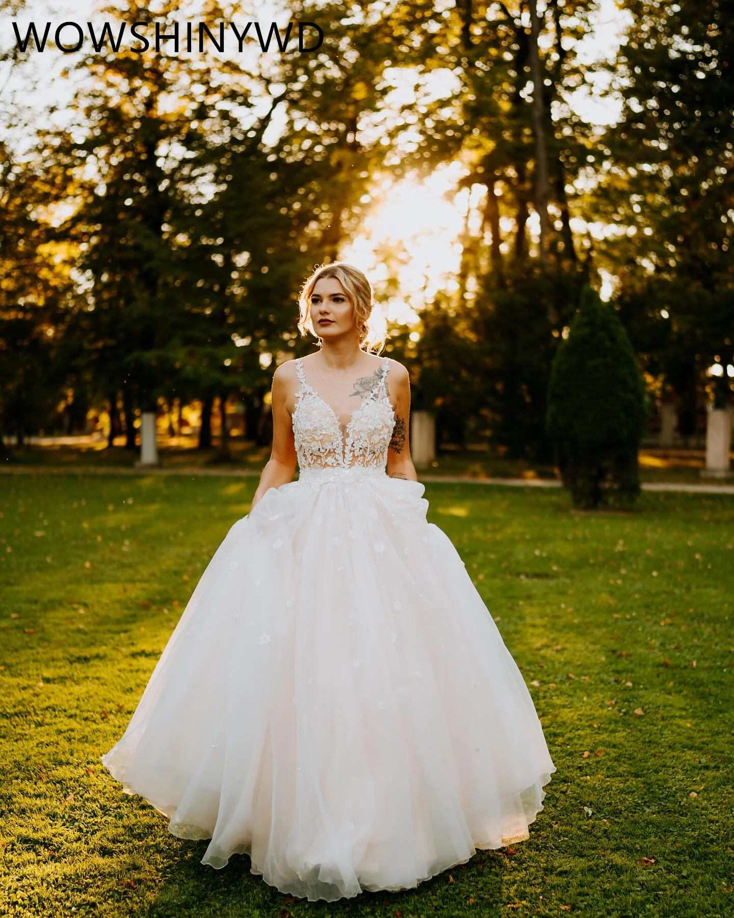 2024 plus Größe Land garten Spitze Perlen A-Linie Elfenbein Vintage Strand Braut Hochzeit Dreses Kleider Robe de Mariée Zj94