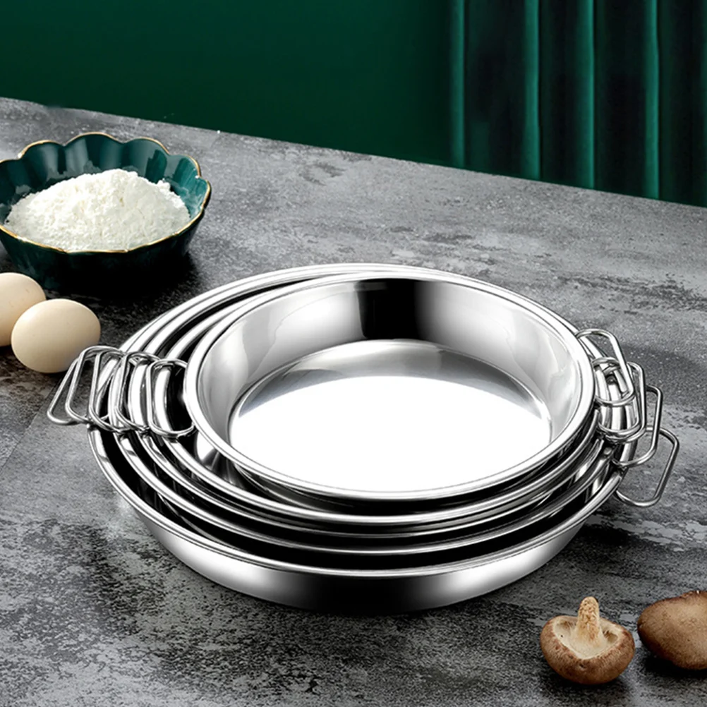 

Stainless Steel Cake Plate Round Fruit Dessert Tray For Serving Salad Pasta Bbq Roast Meat Western Food Kitchen Supply Dinner