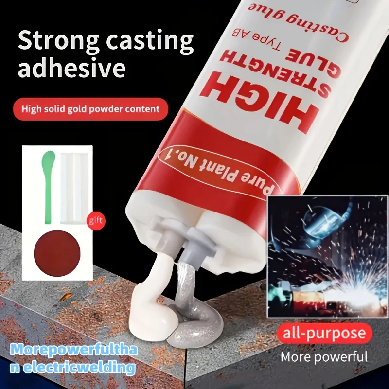1pc Silver High Strength Epoxy Adhesive-Two-Component AB Resin Glue Kit for Pipe Repair,High Temperature Resistance,Metal Fixing