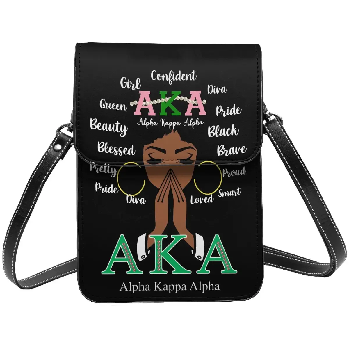 Alpha Sorority Kappa Alpha AKA Crossbody Wallet Cell Phone Bag Shoulder Bag Cell Phone Purse Adjustable Strap