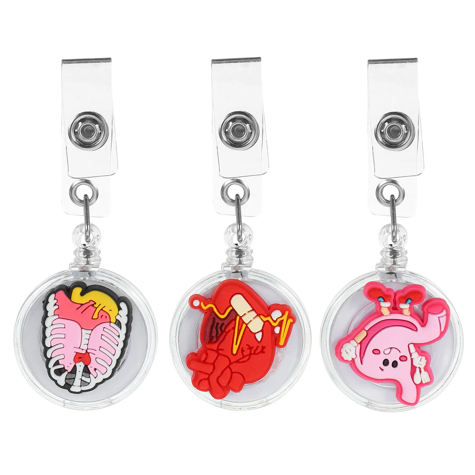 Nurse Badge Holder 3 Pack Retractable Badge Reel Clip Soft PVC ID Card Holder Aluminum Alloy Buckle