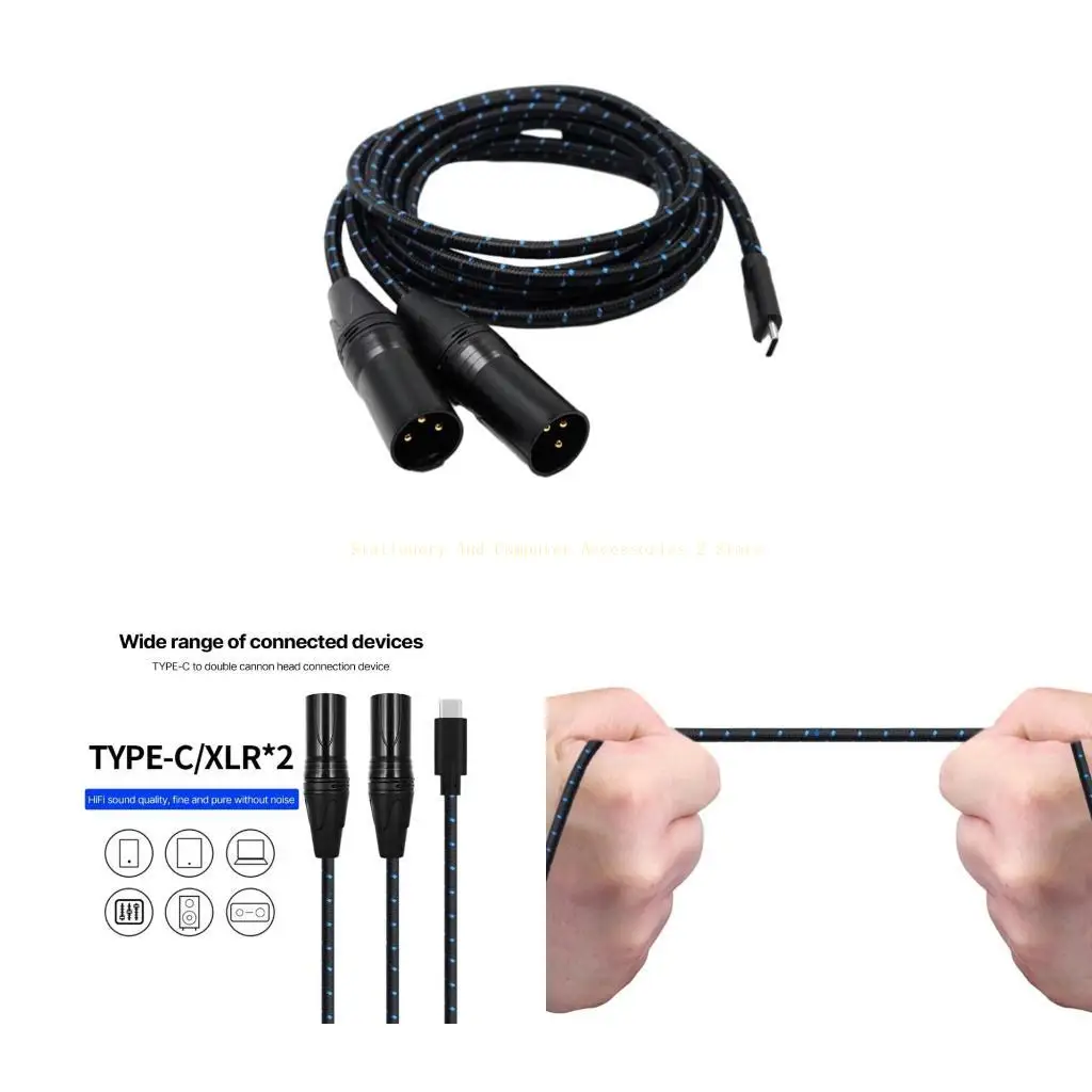 

TypeC to Splitter Cabe Line Clear and Balances UsbC to Male Power Amplifiers Cable