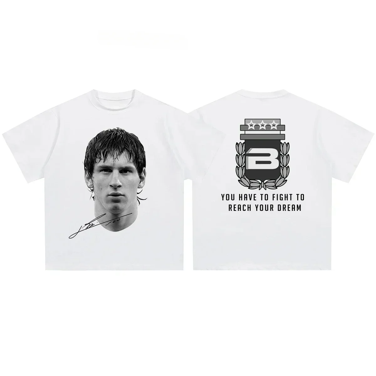Cristiano Ronaldo Neymar Lionel Messi Football Superstar Portrait Printed Tee Men Women Cotton Loose Casual Short Sleeve Tshirt image 5