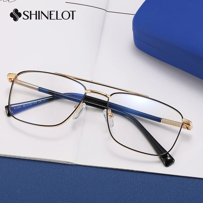 

91287 Business Glasses Men Double Bridge Eyeglasses Frame Best-Selling Blue Light Blocker Eyewear Birthday Party Gift