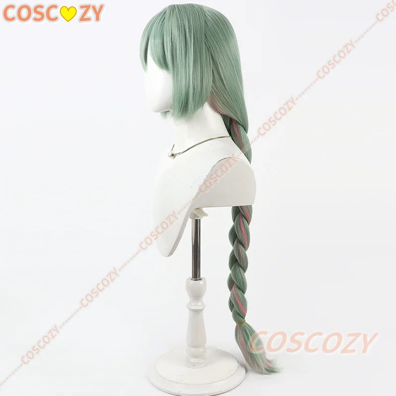 Wuthering Waves フロロバ コスプレウィッグ シアン グリーン ピンク シングル ロングブレイド 耐熱ウィッグ 女性 Fractsidus カーニバル フェスティバル