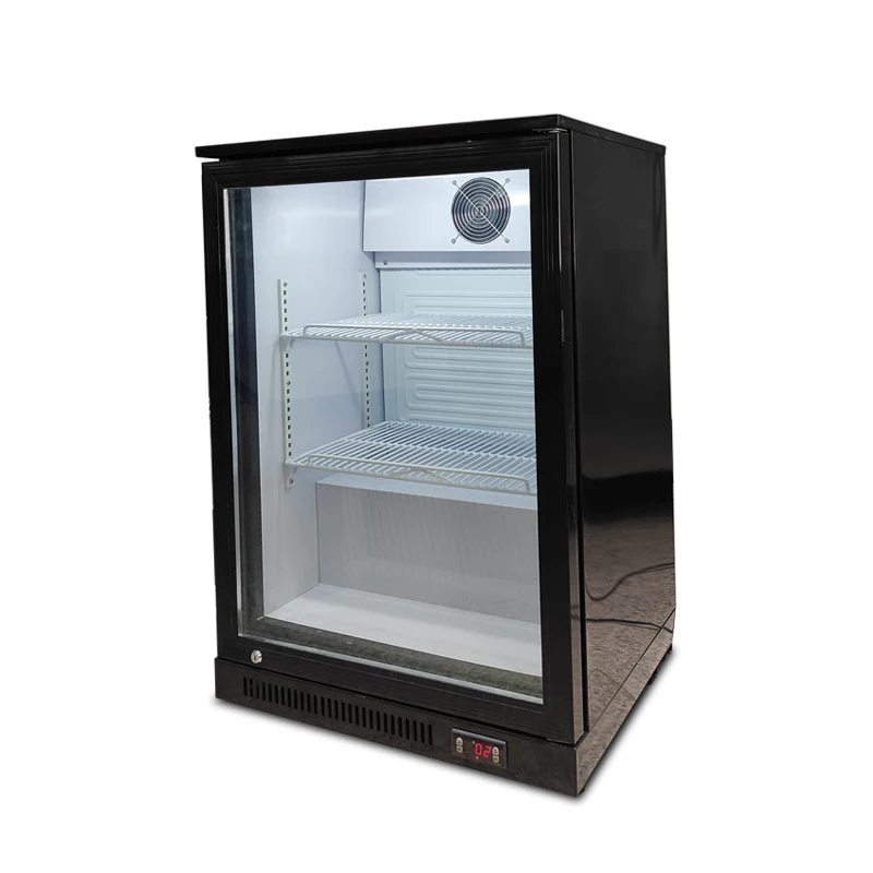 120 Liter Hotel Mini Bar Fridge Glass Door Refrigerator with Air Cooling for Beer Display Cabinet Bar Table Under
