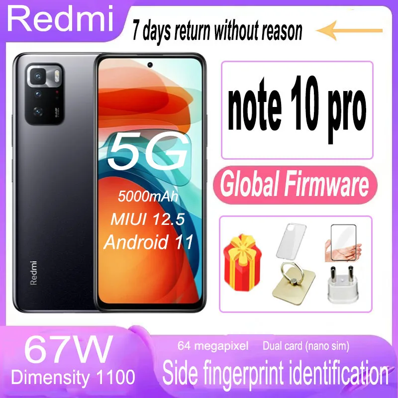 xiaomi redmi note 10 pro smartphone celular android 11 celular 5g dimensity 1100 rom global 01