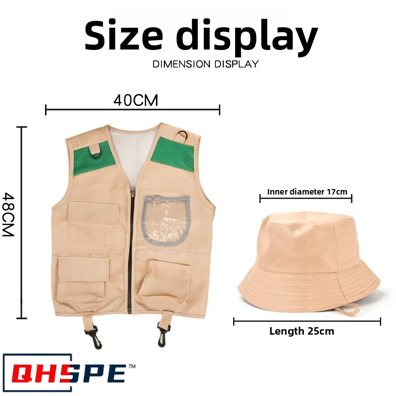 Kids Explorer Vest & Hat Set - Outdoor Adventure Costume for Role Play, Camping Theme Party Halloween Performance