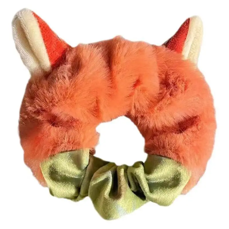 Zootopia Judy Hopps Nick Wilde ربطة شعر قطيفة Scrunchies للنساء والفتيات إكسسوارات شعر مرنة شعر على شكل حيوان لطيف