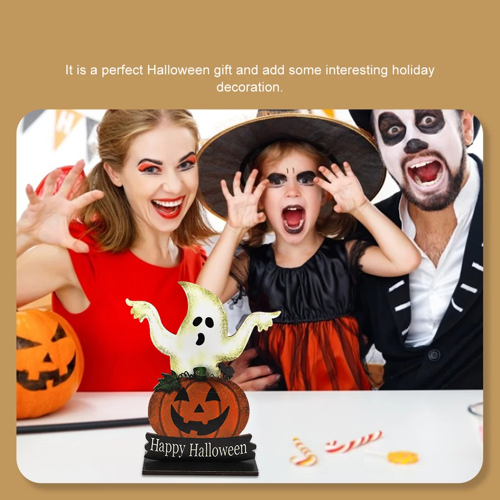 

1Pcs Pumpkin Ghost Halloween Decor Creative Wooden Craft Home Desktop Ornament Party Layout Prop Halloween Decor