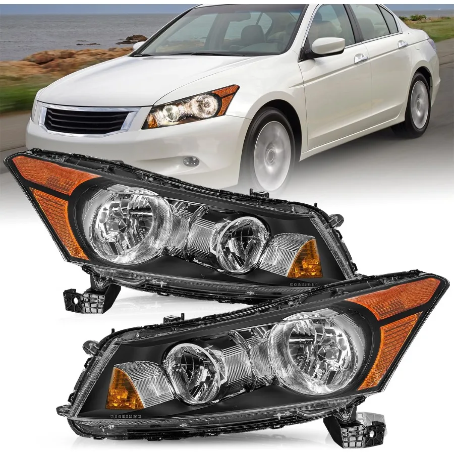

Headlight Assembly Pair for 20082012 Honda Accord Sedan 4 Door Factory Style Halogen Headlamp Replacement Right Passenger and L