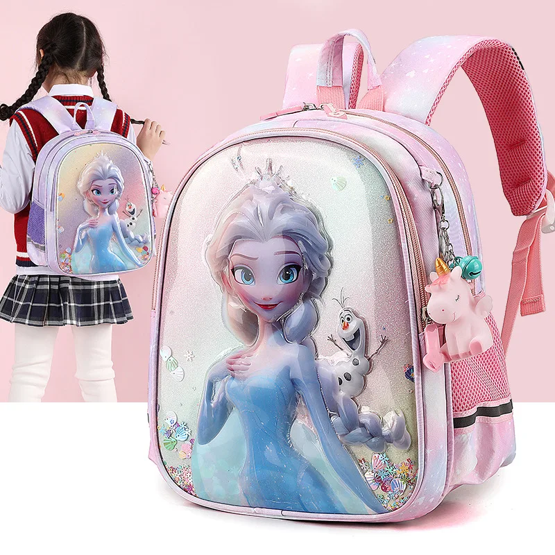 Disney Frozen Girls Kindergarten Backpack Elsa Anna Student Shoulder Orthopedic School Bag Large Capacity Kids Gifts Mochilas