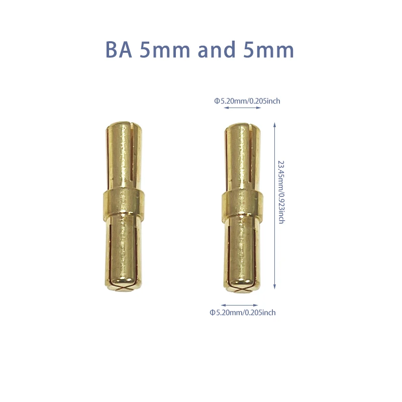 5/10/20Pcs 5MM Male to 5MM Male Gold Plated Bullet Plug Connector Adapter for RC Hobby Model Car Boat Battery ESC Motor Charger