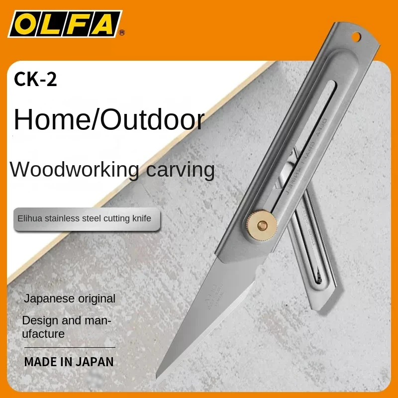 OLFA CK-2 Camp Steel Handle Less Handmade Knife, Heavy Gardening Knife, Stainless Steel Blade Plant Shears