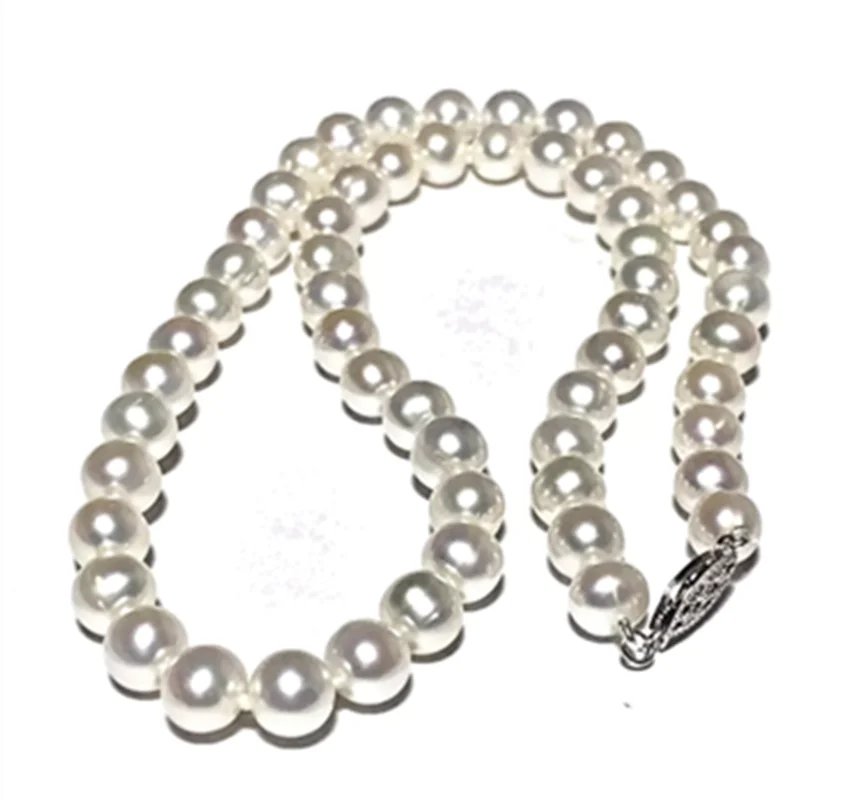 Luxury Pearl Jewellry Necklace 20inch White Japan Akoya Pearl 8-9mm Necklace 14K Accessories  23