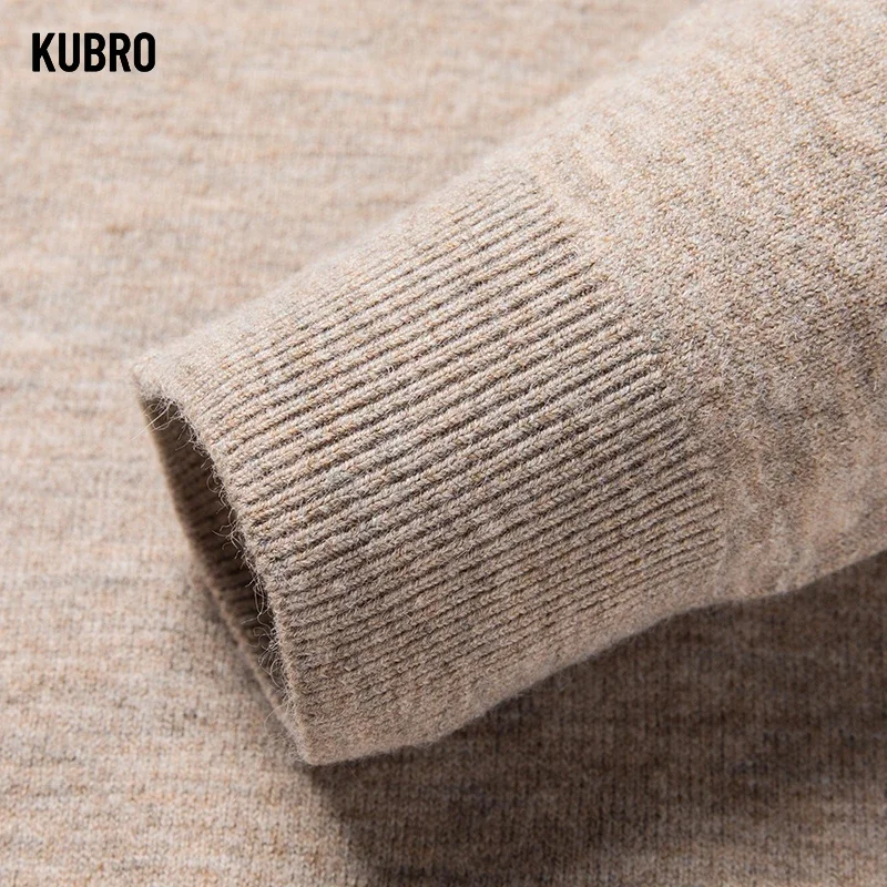 KUBRO Autumn Winter New Soft Cashmere Bottoming Shirt Solid Color Warm Comfortable Business Casual Fashion Wool Knitting Sweater