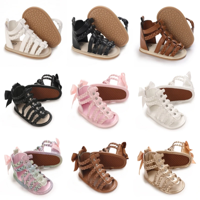 

Spring and Summer High-Top Breathable Sandals for Baby Girls 0-12 Months Soft-Soled Toddler Shoes