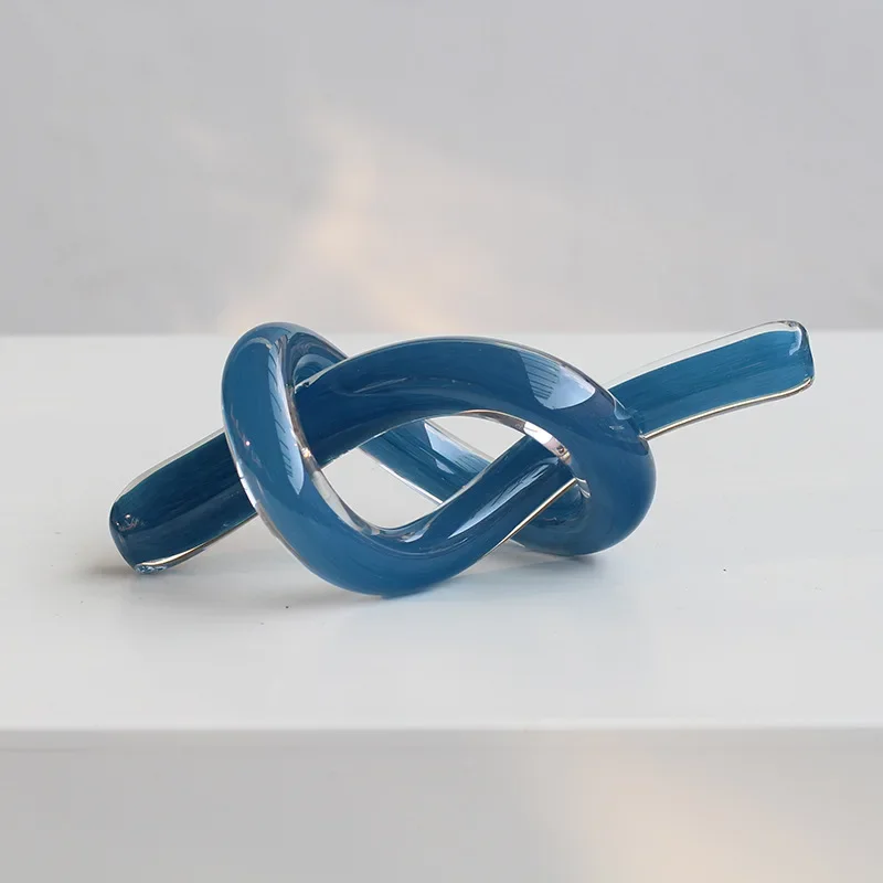 Figurines Home Decor Accessories Creative Cutout Geometric Glass Sculpture Hollow Glass Twine Transparent Knot Decor Figurines