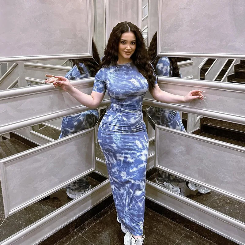 

Летний пляжный отдых, длинное платье с принтом, женское облегающее платье с коротким рукавом, стиль 2025