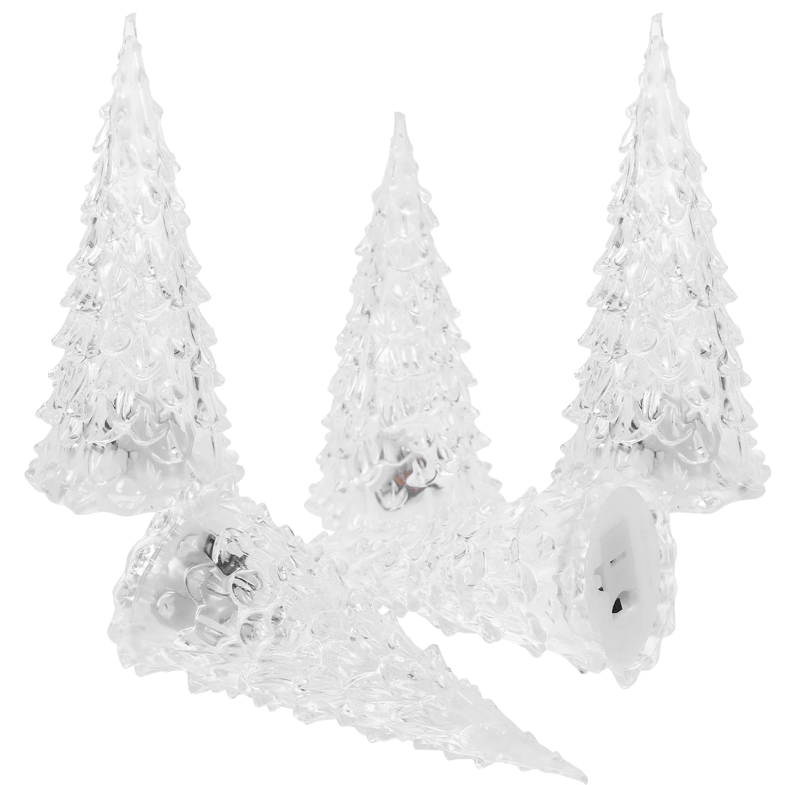 

8 Pcs Acrylic Christmas Tree Colorful Tabletop Outdoor Decor LED Decorations Statue Luminous