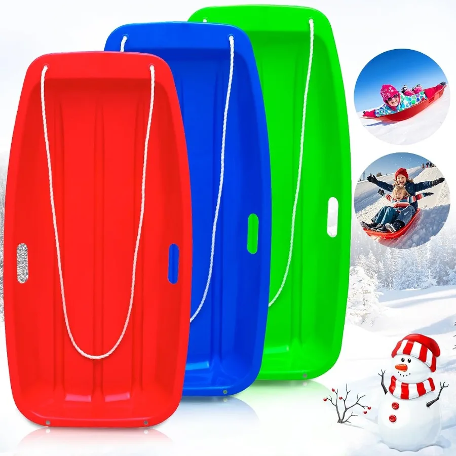 

Heavy Duty 35 Snow Sled for and Adults - Downhill Sprinter Toboggan with 2 Handles and Pull Ropes Ideal Winter Outdoor Sledding
