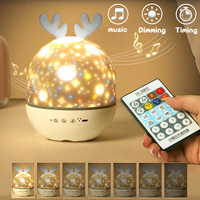 Starry Sky Projector Bluetooth Speaker Deer USB Bedroom Night Lights Speaker Starry Sky Star Rotate Bedroom Bedside Decor Lamp