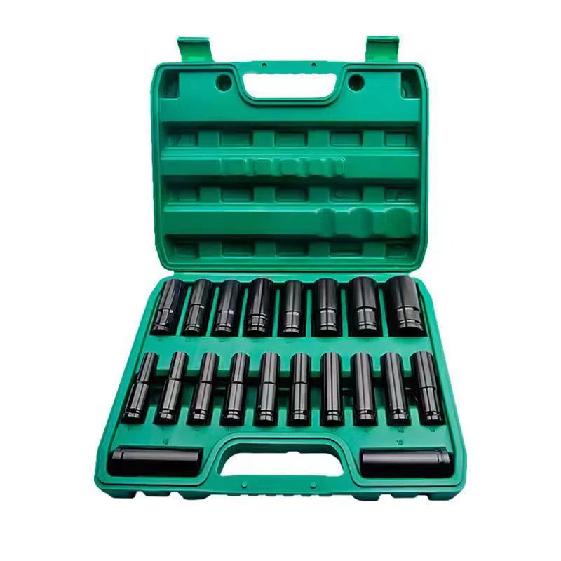 20 Pcs Extended Hexagonal Socket Sleeve Combination Set 1/2 Pneumatic Extended Air Cannon Screwdriver 8-32 Auto Repair Tool