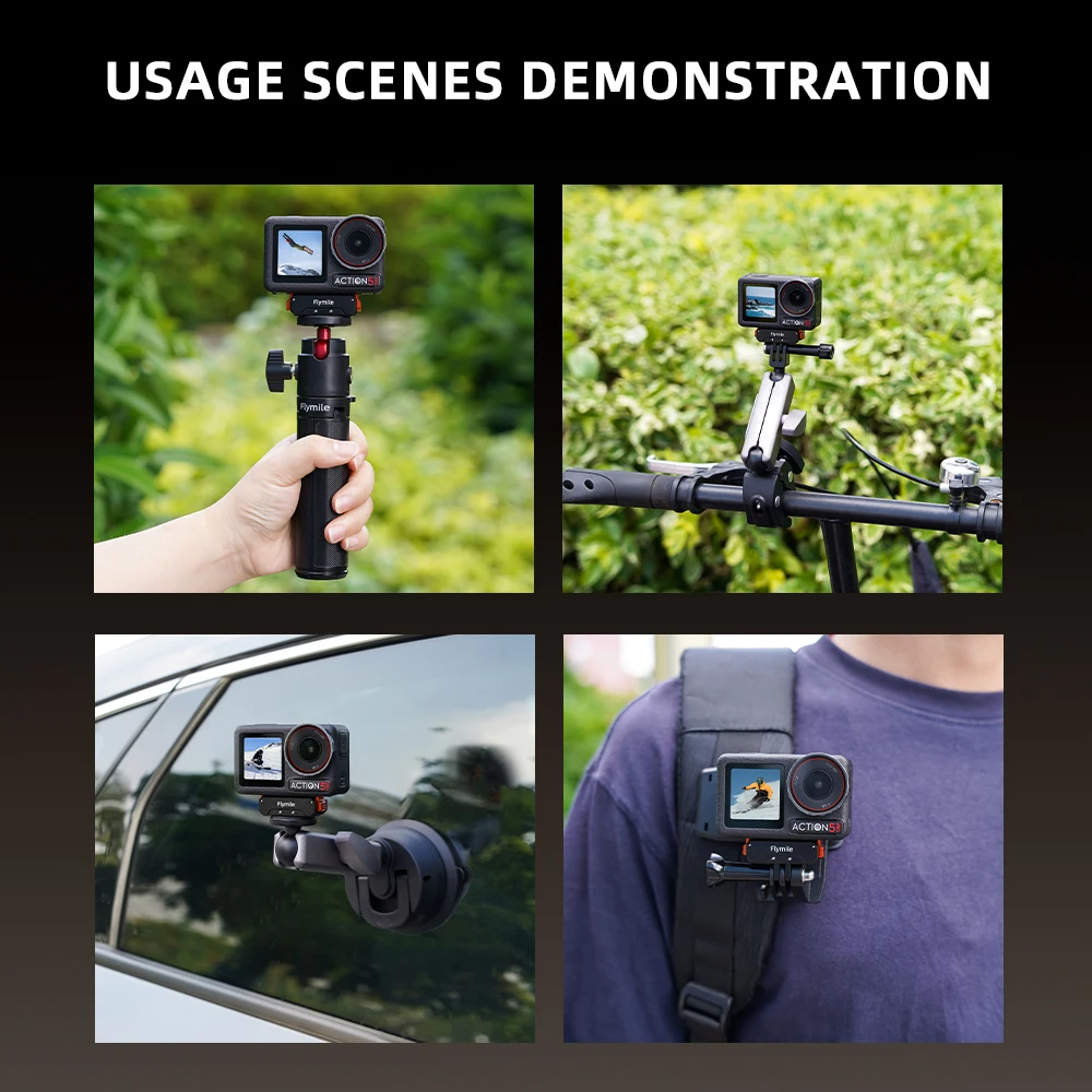 Flymile محول مغناطيسي جبل DJI OSMO 360/Action 5 Pro 4 3 ملحقات الإفراج السريع قاعدة جبل 1/4 ثقب المسمار توسيع قوس #5