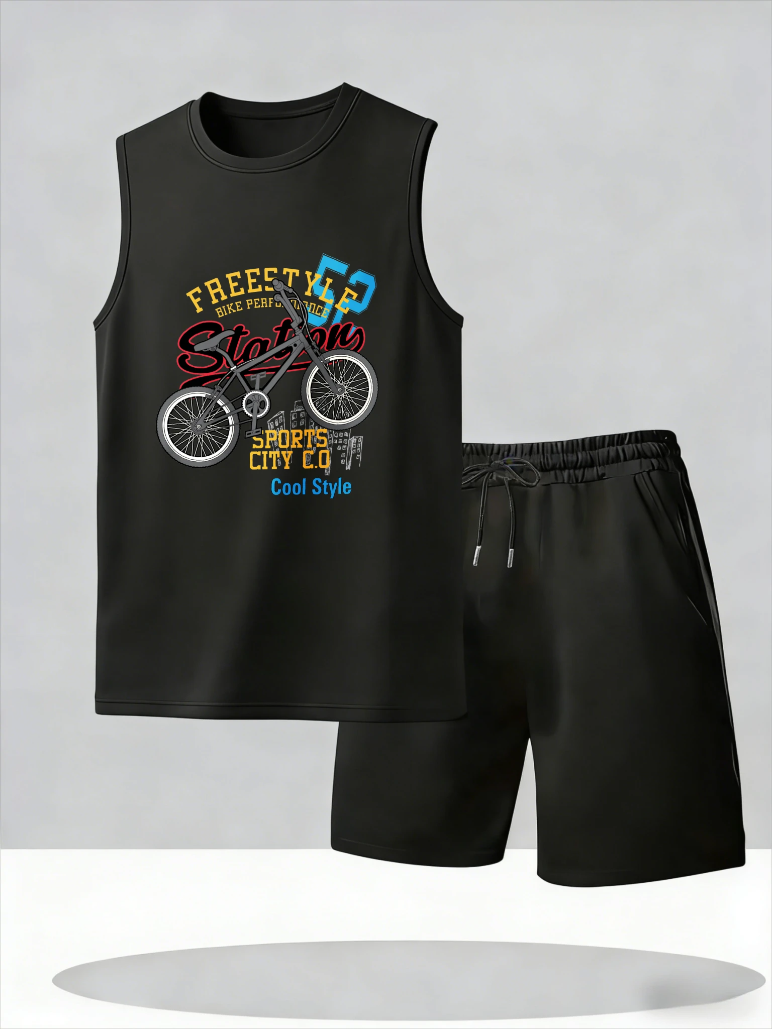 

Men's Tank Top Sets 2026 Summer Thin Quick Dry crewneck oversize Breathable running beach sweatshirt set seaside men's tracksui