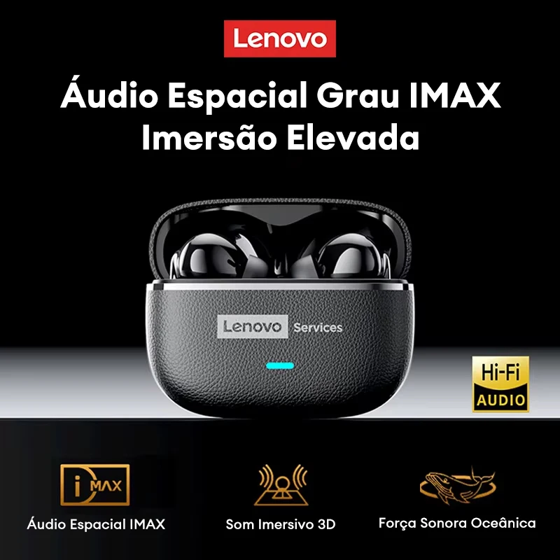 Lenovo le208 tws bluetooth 6.0 fones de ouvido sem fio couro estéreo enc com cancelamento ruído fone 38ms baixa latência gaming headset