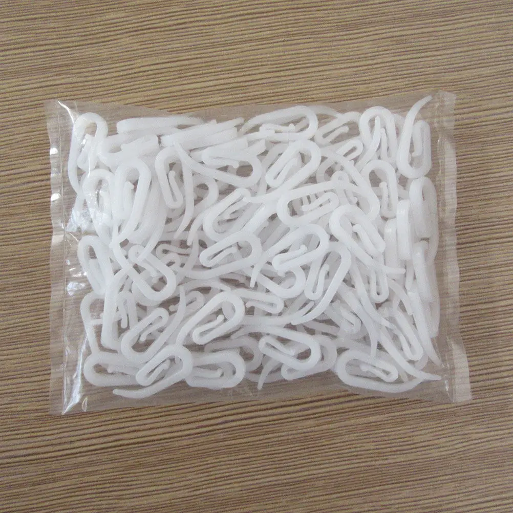 

200pcs White Plastic Curtain Hooks Figure 6 Shaped For Shower Tub Bathroom Changing Room Drapery Window Curtain Accessories