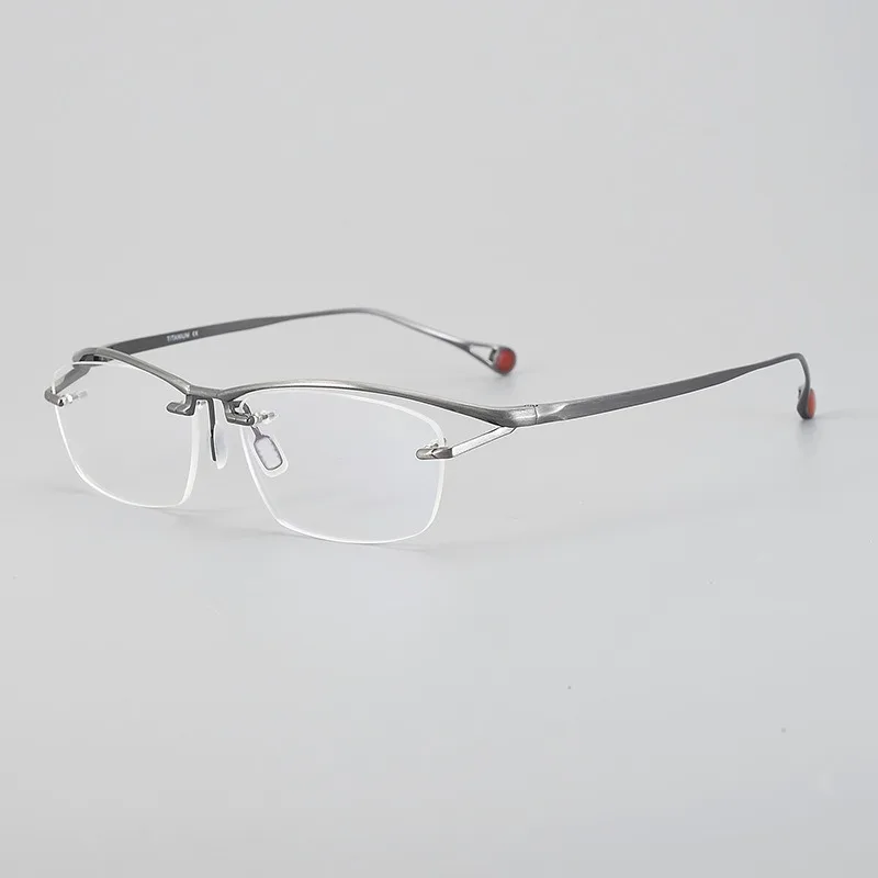 

Hand Made Business Men's Glasses Square Frame Pure Titanium Frameless Can Be Matched Preacription Anti-blue Light Glasses Frame