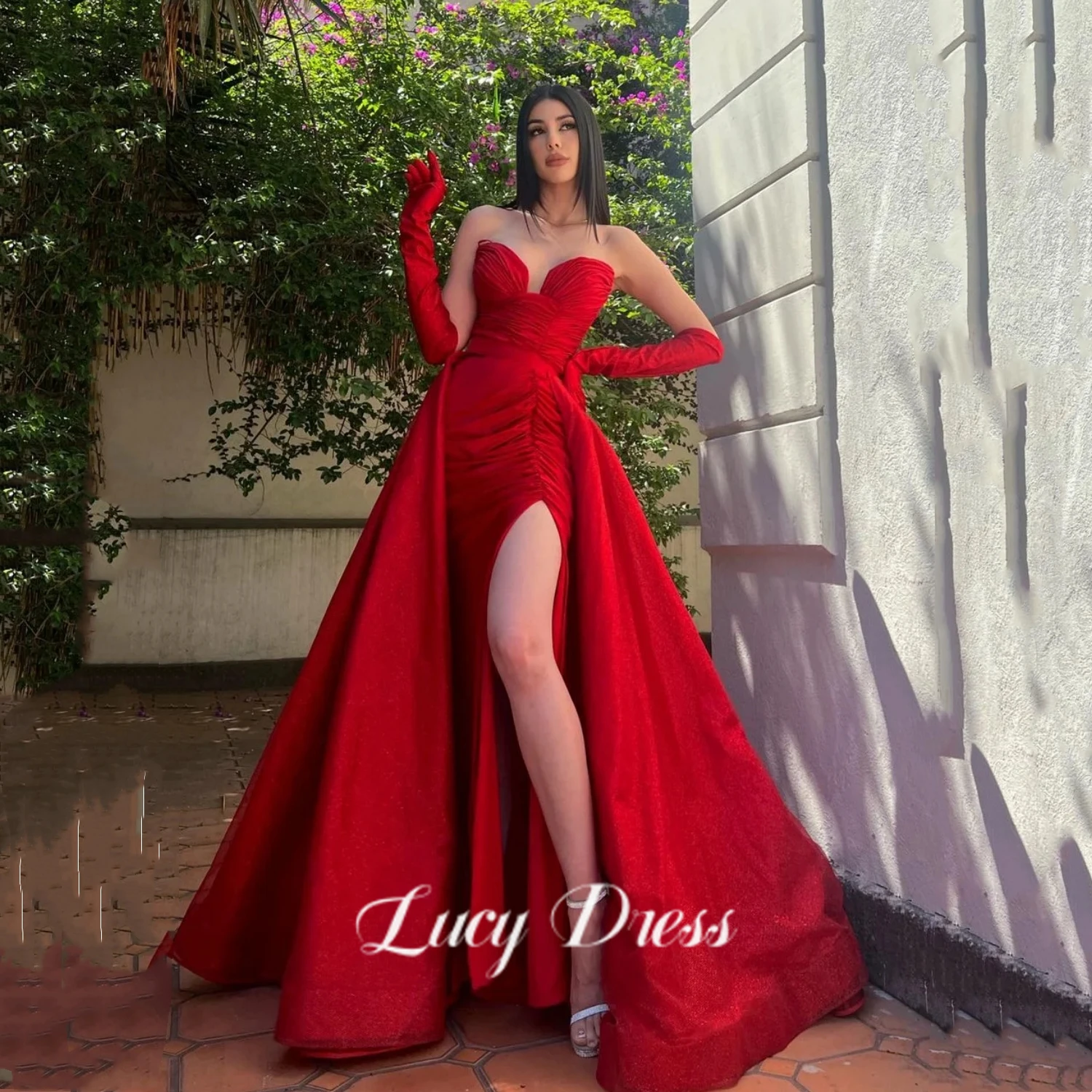 

Lucy Ball Gown Red Evening Dress Mermaid Strapless Elegant Party Dresses for Women Luxury Robe De Soiree Femmes Sharon Said Long