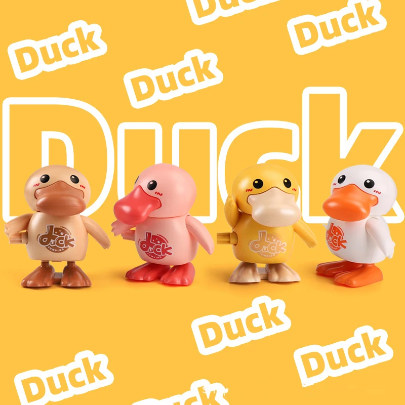 New Cute Wind-up Duckling Clockwork Toys Funny Cartoon Jumping Duck Children Swinging Hand Turn Head Educational Toys Kids Toys