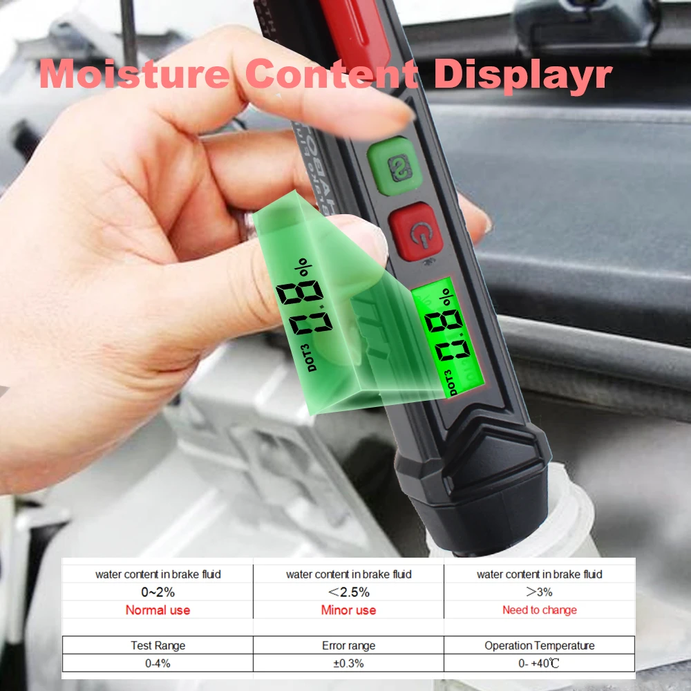 Car Accessories HT662 Brake Fluid Tester With LED Indicator Warning Test Pen For DOT3/DOT4/DOT5.1 Brake Liquid Oil Testing Tool