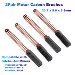 2Pair Motor Carbon Brushes (23.7x5.8x5.8mm) Compatible with KitchenAid Mixers W10380496/9706416/4159795/3184115/4159774/4159794