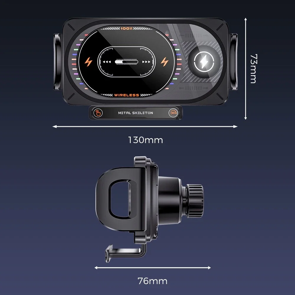 Fast Charging Phone Holder Adjustable Car Mount Phone Holder Wireless Charging Stand Colorful Wireless Car Charger For Car Long