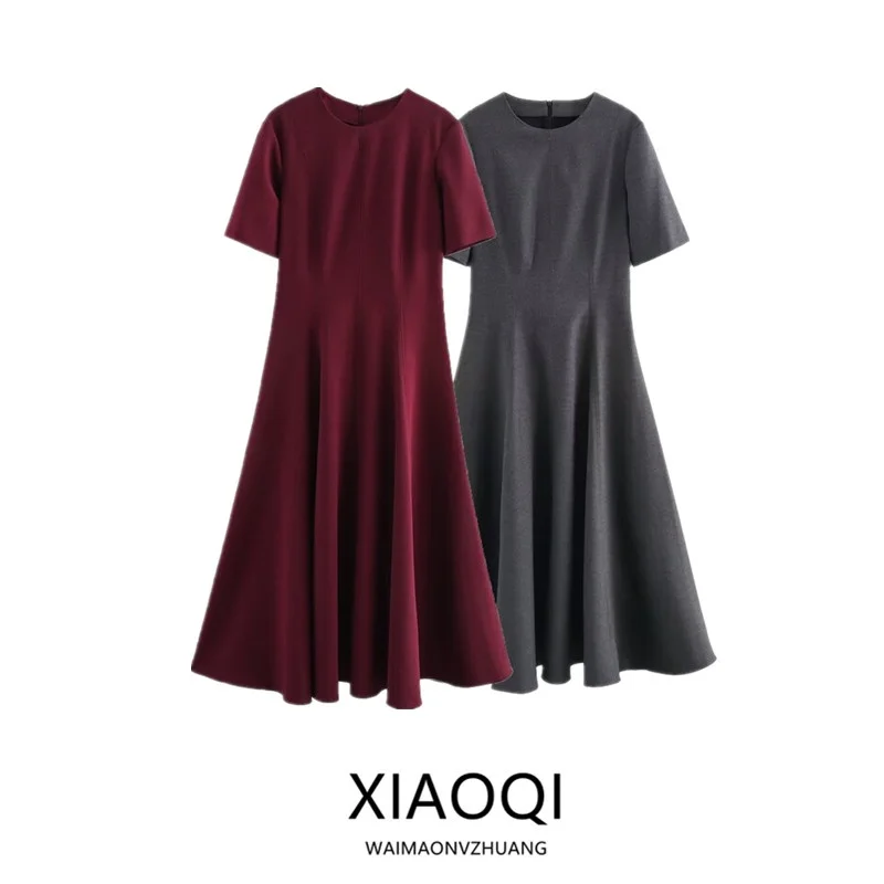 

Весна 2025: Женское дизайнерское платье миди с широким волнообразным подолом, цельное, для повседневной носки, из других материалов, 00%