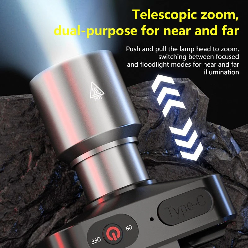 

Светодиодные аккумуляторные фары с регулируемым зумом, водонепроницаемые фары, передние фары, ультра яркие фары для кемпинга, новинка