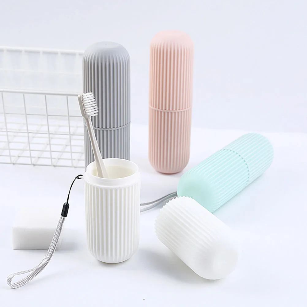 3Pcs Travel Toothbrush Case Portable Capsule Holder Compact Toothbrush Storage Box Outdoor Travel Cover White Green Pink