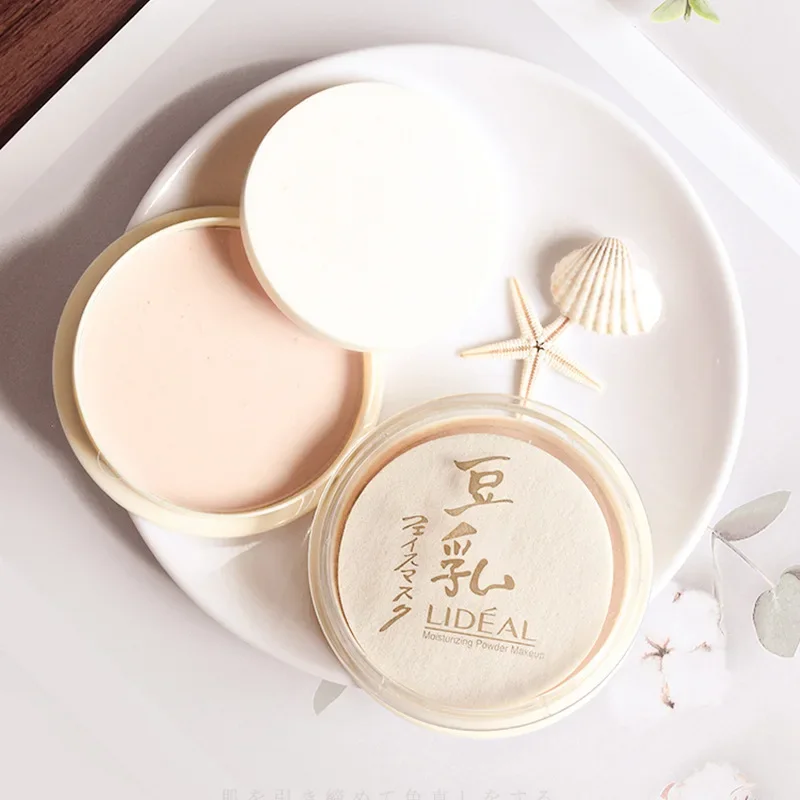 Lingdian Soybean Milk Powder Setting Makeup Long-lasting Dermabrasion Big White Cake Invisible Pore Dry and Wet