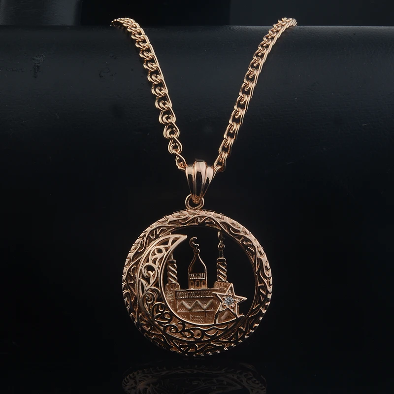 Fashion Jewelry Unisex 585 Rose Gold Color Round Women Pendants Religion Chains FJ