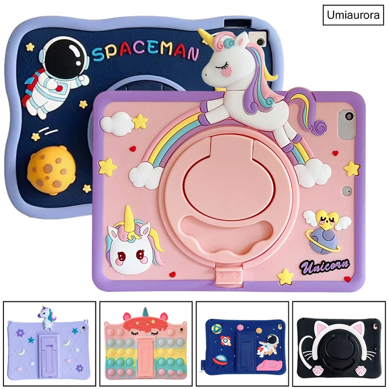 For Samsung Tab A9 Plus 11 inch SM-X210 SM-X110 A7 Lite T220 T500 P610 A8 10.5 SM-X200 T290 Case Kids Cartoon Handle Stand Funda